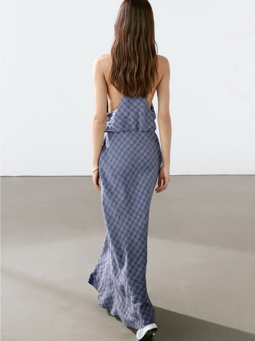 Massimo Dutti Navy Plaid Sleeveless Dress - Picture 4 of 8